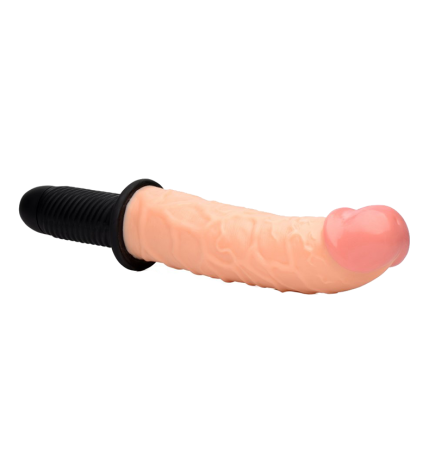 Curved Dicktator 13 Mode Vibrating Giant Dildo Thruster - Flesh