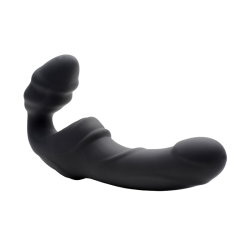 Slim Rider Ribbed Vibrating Silicone Strapless Strap On