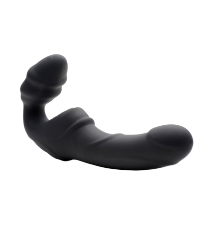 Slim Rider Ribbed Vibrating Silicone Strapless Strap On
