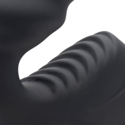 Slim Rider Ribbed Vibrating Silicone Strapless Strap On