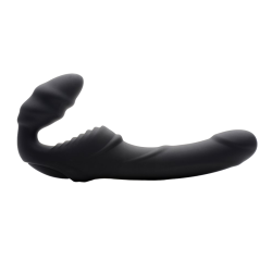 Slim Rider Ribbed Vibrating Silicone Strapless Strap On