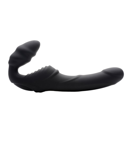 Slim Rider Ribbed Vibrating Silicone Strapless Strap On