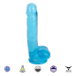 7 Inch Slim Stick with Balls Dildo - Berry