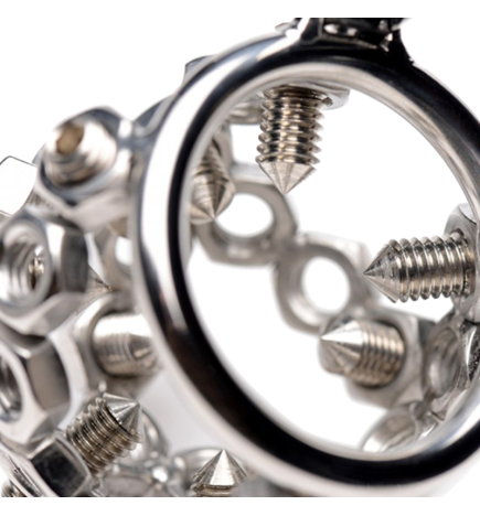 Bolted Chastity Cage with Spikes
