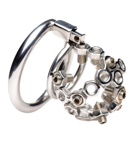 Bolted Chastity Cage with Spikes