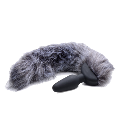 Remote Control Vibrating Grey Fox Tail Anal Plug