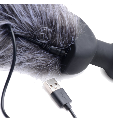 Remote Control Vibrating Grey Fox Tail Anal Plug