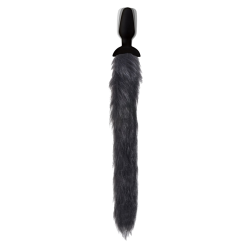 Remote Control Vibrating Grey Fox Tail Anal Plug