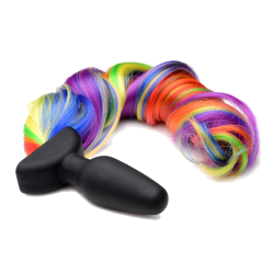 Remote Control Vibrating Rainbow Pony Tail Anal Plug