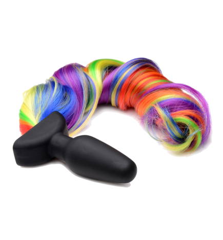 Remote Control Vibrating Rainbow Pony Tail Anal Plug