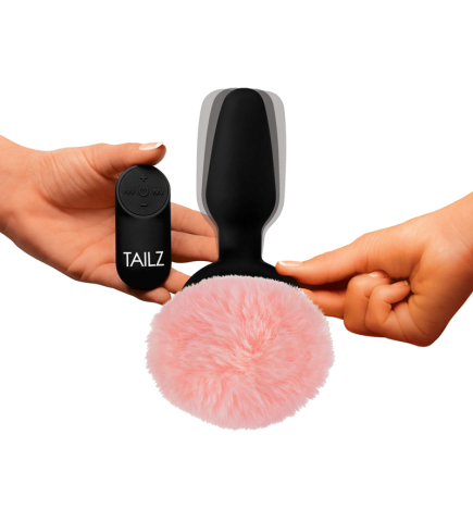 Remote Control Vibrating Pink Bunny Tail Anal Plug