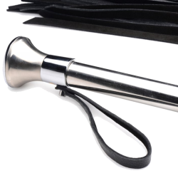 Leather Flogger with Stainless Steel Handle