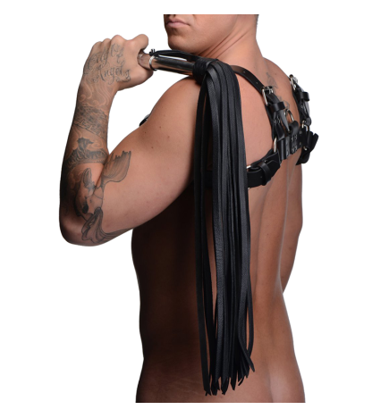 Leather Flogger with Stainless Steel Handle