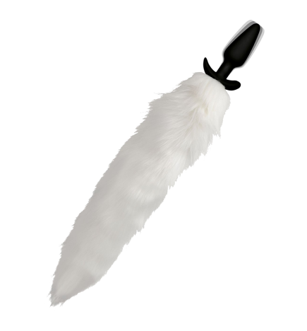 Vibrating White Fox Tail Slender Anal Plug