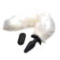 Vibrating White Fox Tail Slender Anal Plug