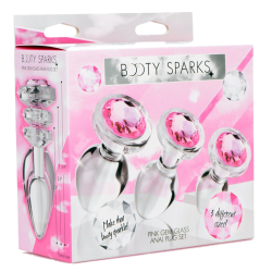 Pink Gem Glass Anal Plug Set