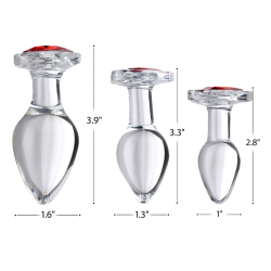 Red Heart Gem Glass Anal Plug