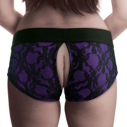Lace Envy Crotchless Panty Harness (Purple)