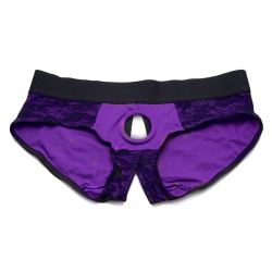 Lace Envy Crotchless Panty Harness (Purple)