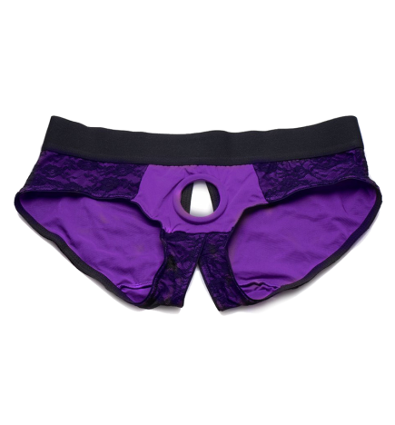 Lace Envy Crotchless Panty Harness (Purple)