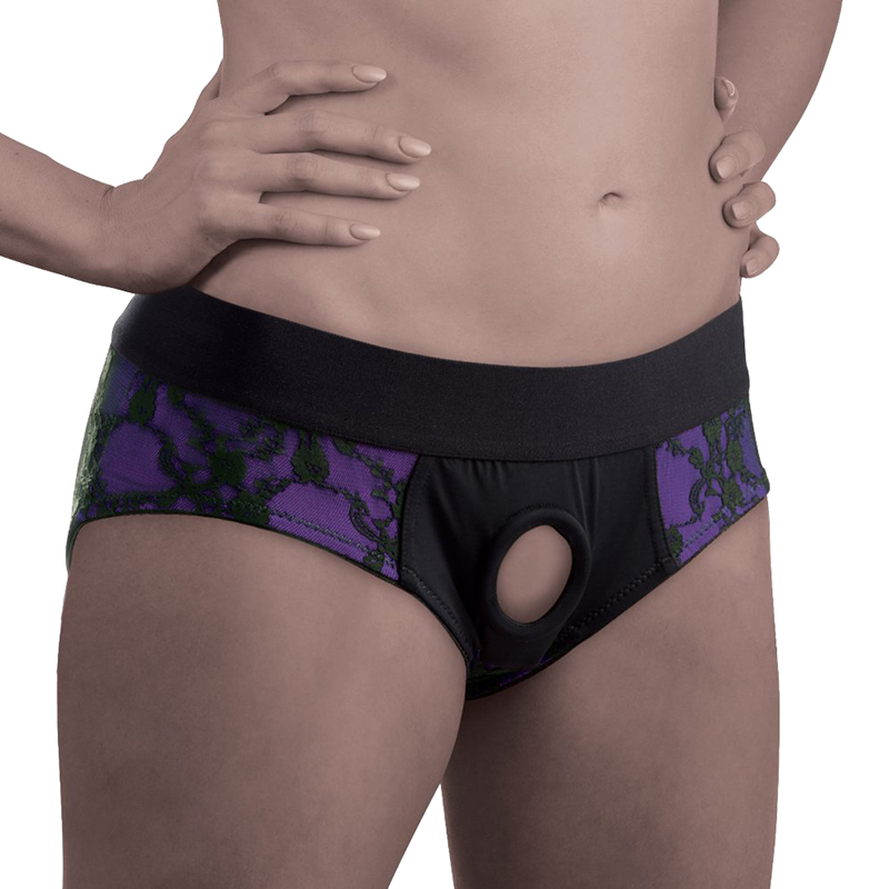 Lace Envy Crotchless Panty Harness (Purple)