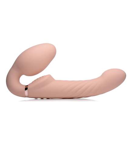 Ergo-Fit Twist Inflatable Vibrating Strapless Strap-on (Beige)