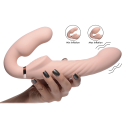 Ergo-Fit Twist Inflatable Vibrating Strapless Strap-on (Beige)
