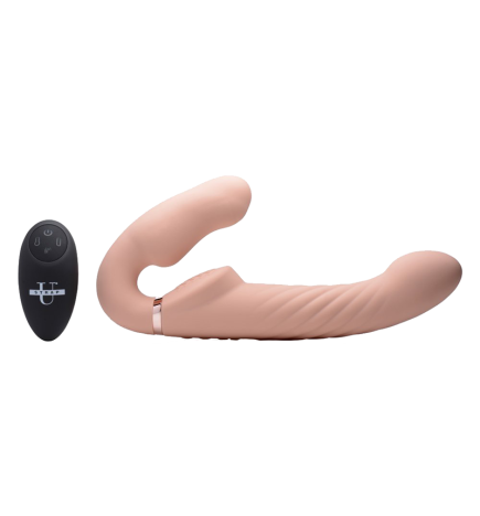Ergo-Fit Twist Inflatable Vibrating Strapless Strap-on (Beige)