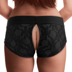 Lace Envy Crotchless Panty Harness (Black)