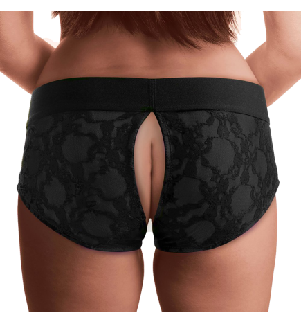 Lace Envy Crotchless Panty Harness (Black)