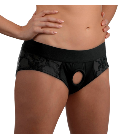 Lace Envy Crotchless Panty Harness (Black)