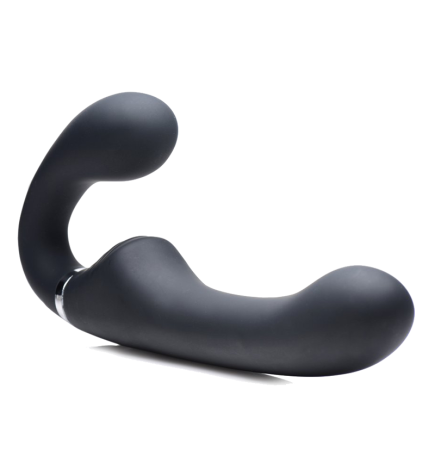 10X Vibrating Silicone Strapless Strap-on (Black)