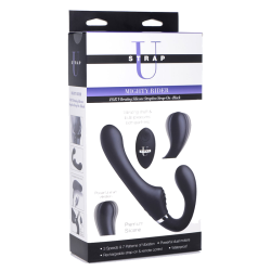 10X Vibrating Silicone Strapless Strap-on (Black)