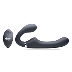 10X Vibrating Silicone Strapless Strap-on (Black)