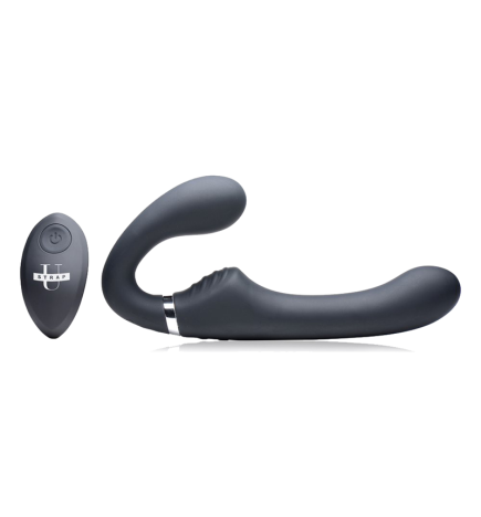 10X Vibrating Silicone Strapless Strap-on (Black)