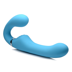 10X Vibrating Silicone Strapless Strap-on (Blue)