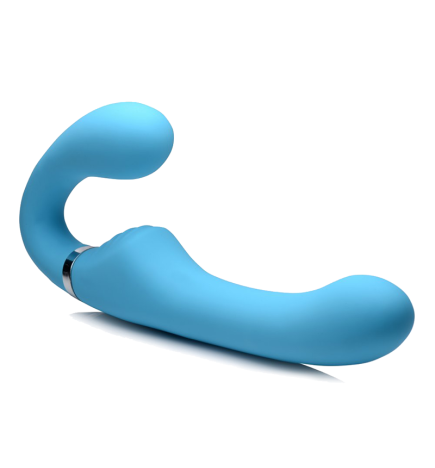 10X Vibrating Silicone Strapless Strap-on (Blue)