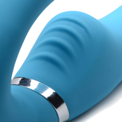 10X Vibrating Silicone Strapless Strap-on (Blue)