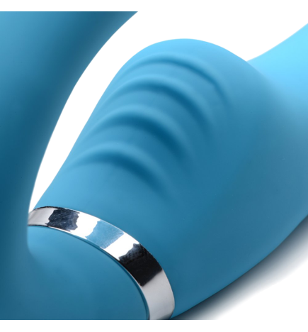 10X Vibrating Silicone Strapless Strap-on (Blue)