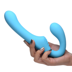 10X Vibrating Silicone Strapless Strap-on (Blue)