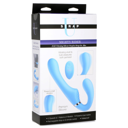 10X Vibrating Silicone Strapless Strap-on (Blue)
