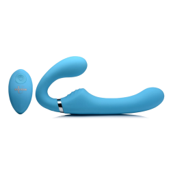10X Vibrating Silicone Strapless Strap-on (Blue)