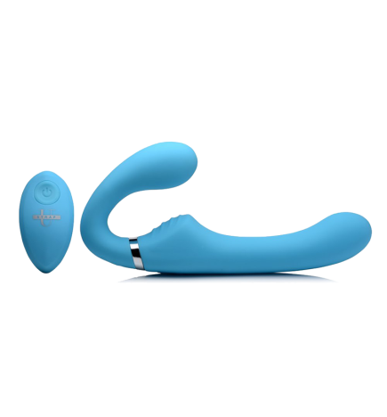 10X Vibrating Silicone Strapless Strap-on (Blue)
