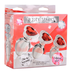 Red Heart Gem Glass Anal Plug Set