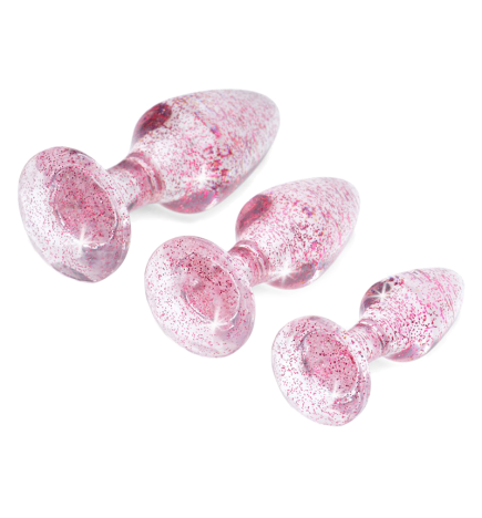 Glitter Gem Anal Plug Set - Pink