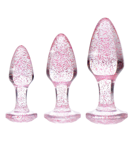 Glitter Gem Anal Plug Set - Pink