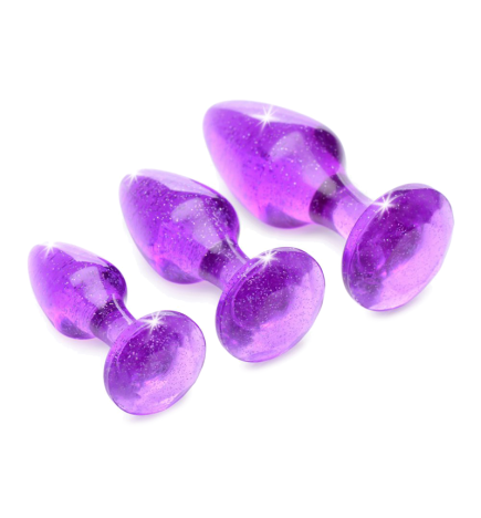 Glitter Gem Anal Plug Set - Purple