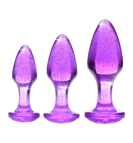 Glitter Gem Anal Plug Set - Purple