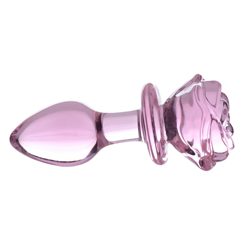 Pink Rose Glass Anal Plug