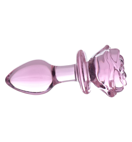 Pink Rose Glass Anal Plug